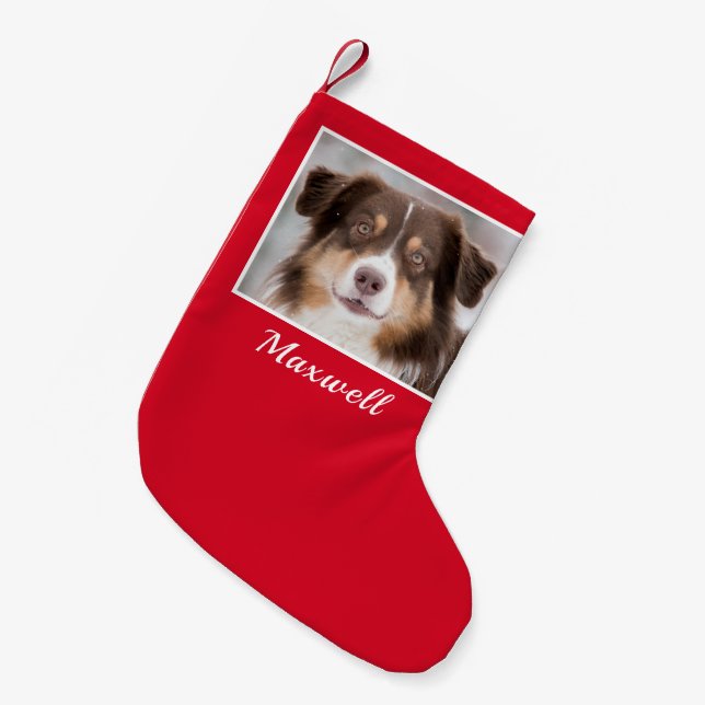 Custom Dog Photo Personalised Small Christmas Stocking (Front (Hanging))