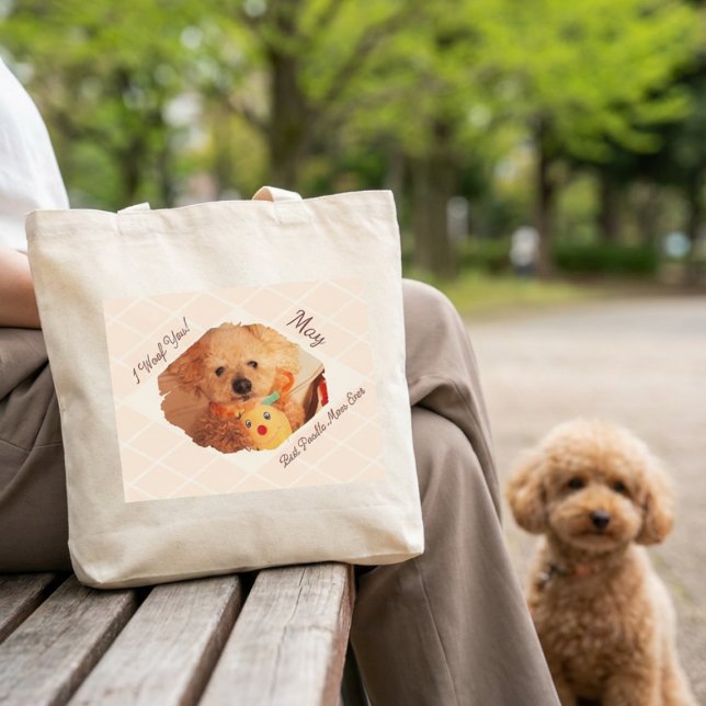 Custom Dog Photo Personalized Poodle Mom Gift Tote Bag (Creator Uploaded)