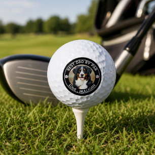 Custom Dog Photo Pet Best Dad By Par Monogram Golf Balls