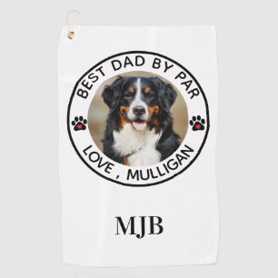 Custom Dog Photo Pet Best Dad By Par Monogram Golf Towel