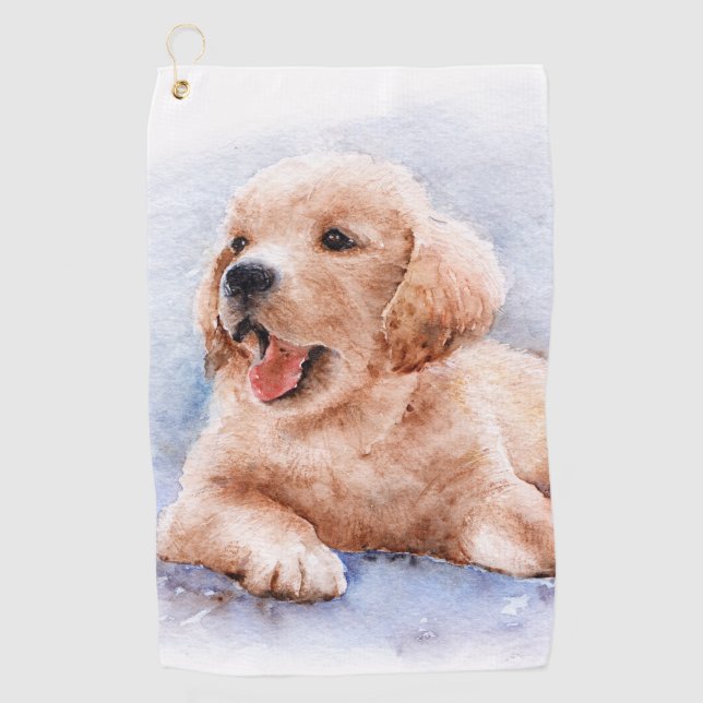 Custom Dog Photo Pet Cute Golfer  Golf Towel (Front)