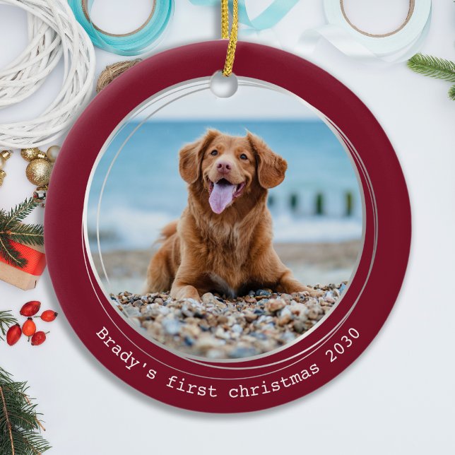 Custom Dog Photo Pet First Christmas Ceramic Tree Decoration (Creator Uploaded)