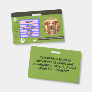 Custom Dog Photo Pet ID Card Badge