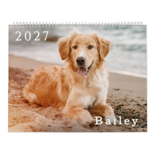 Custom Dog Photo Pet Lover Simple Template 2027 Calendar