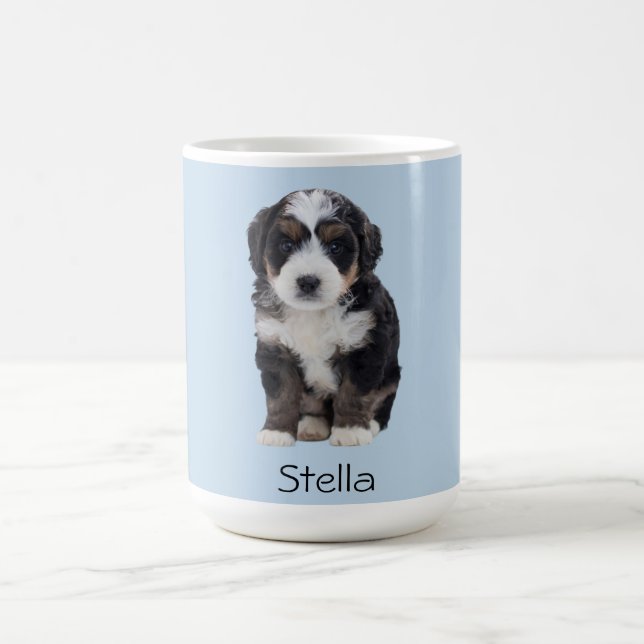 Custom Dog Photo – Powder Blue with Pet Name -  Coffee Mug (Center)