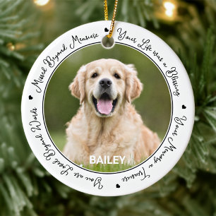 Custom Dog Photo Remembrance Poem Pet Memorial  Ceramic Tree Decoration