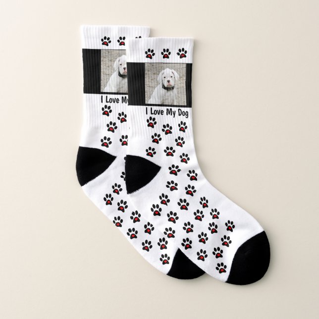 Custom Dog Photo Socks - I Love My Dog (Pair)