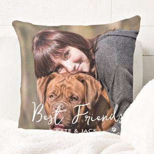 Custom Dog Photo Trendy Black Best Friends Cushion