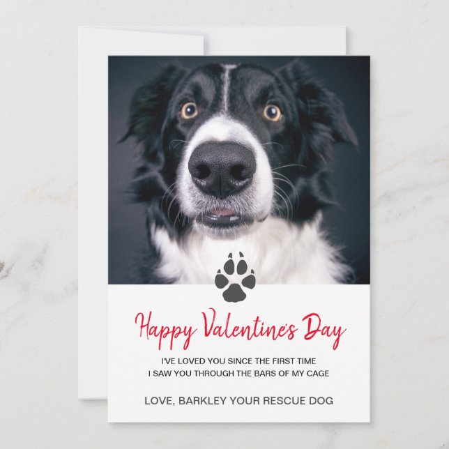 Custom Dog Photo Valentin Day Card From Rescue Dog (Front)