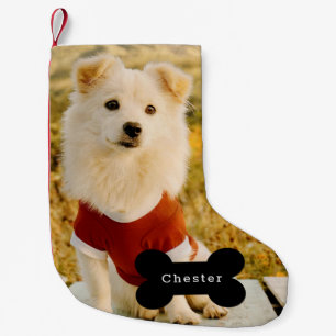 Custom Dog Photo with Personalized Name  Small Christmas Stocking