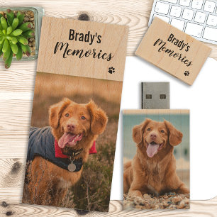 Custom Dog Photo Wood USB Flash Drive