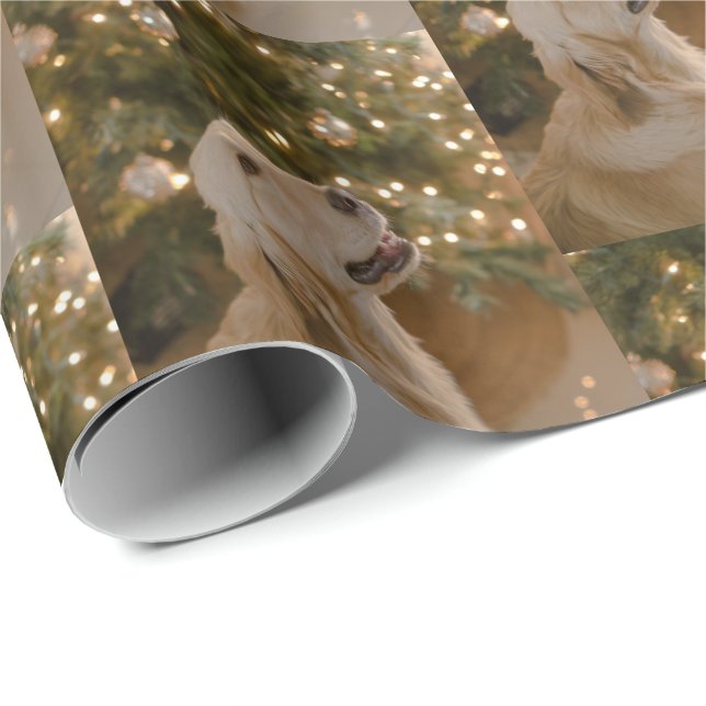 Custom Dog Picture Custom Pet Photo Christmas Wrapping Paper (Roll Corner)