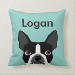 Custom Dog Pillow Boston Terrier Customisable Pet<br><div class="desc">Cute Funny boston terrier pillow name customisable</div>