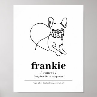 Custom Dog Portrait French Bulldog Line Art Poster