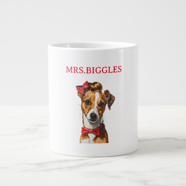 Custom Dog Portrait – Personalised Pet Name Design Large Coffee Mug (Front)