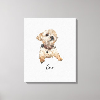 Custom Dog Portrait Watercolor Canvas Print