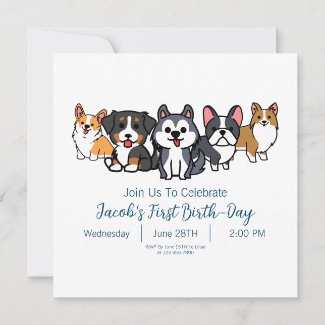 Custom-Dog Puppy Birthday Party Paw-ty Invitation (Front)