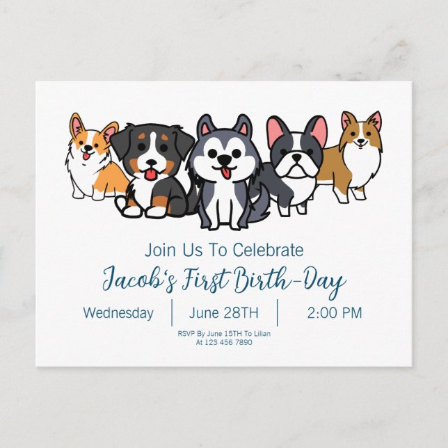 Custom-Dog Puppy Birthday Party Paw-ty Invitation (Front)