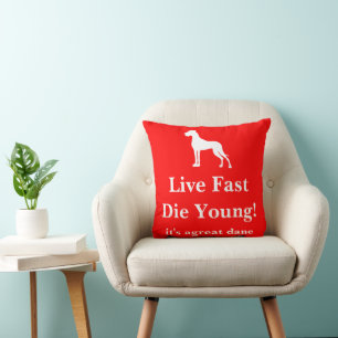 Custom Dog Quote Great Dane Silhouette Cushion