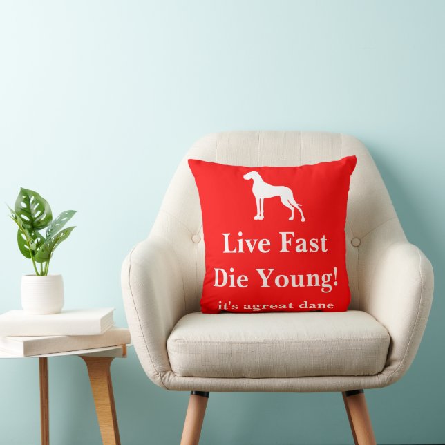 Custom Dog Quote Great Dane Silhouette Cushion (Chair)