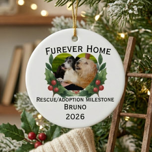 Custom Dog Rescue Adoption Milestone Ceramic Tree Decoration