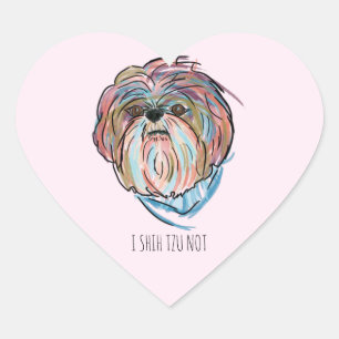 CUSTOM DOG SHIHTZU ADD YOUR OWN HEART STICKER