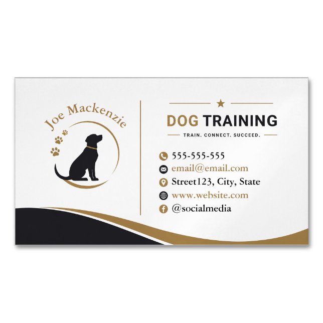 Custom Dog Trainer Magnet Business Card  (Front)
