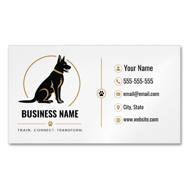 Custom Dog Trainer Magnetic Business Card  (Front)