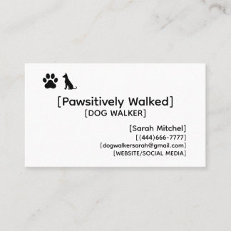 Custom Dog Walker and Dog Groomer Business Cards