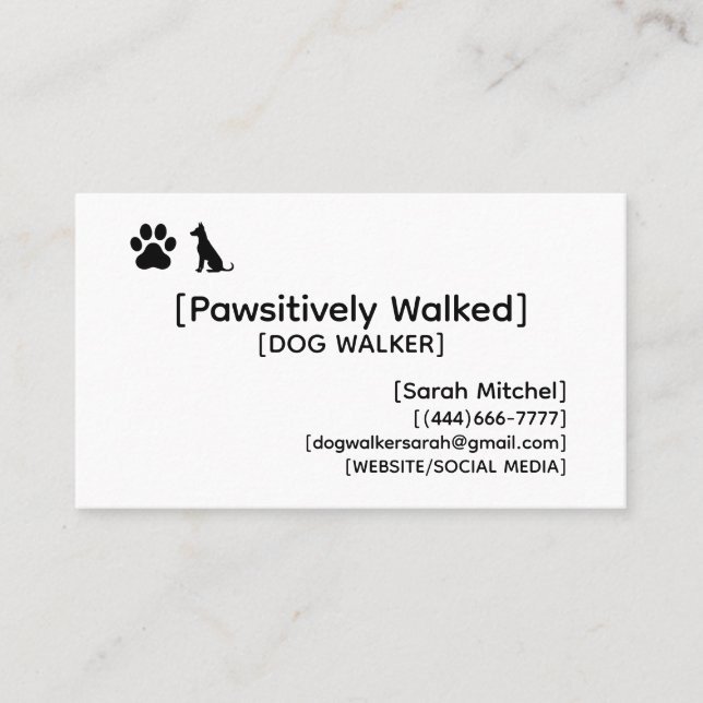 Custom Dog Walker and Dog Groomer Business Cards (Front)