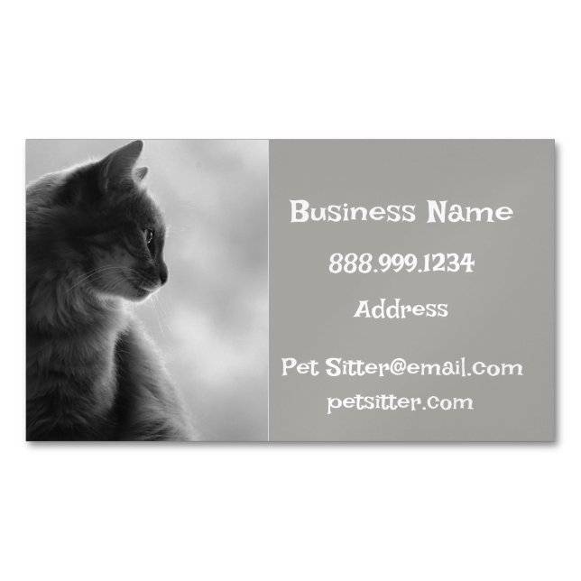 Custom Dog Walker, Pet Sitting Business Service   Magnetic Business Card (Front)