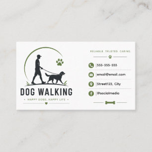Custom Dog Walking Business Card Pet Walker Logo