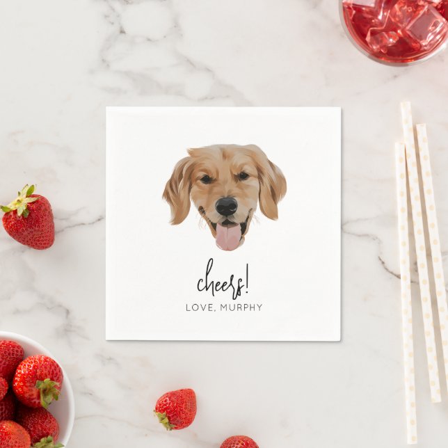 Custom Dog Wedding Cocktail Napkins Cheers Modern (Insitu)