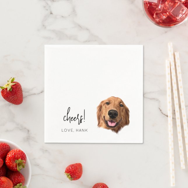 Custom Dog Wedding Cocktail Napkins Cheers Modern (Insitu)