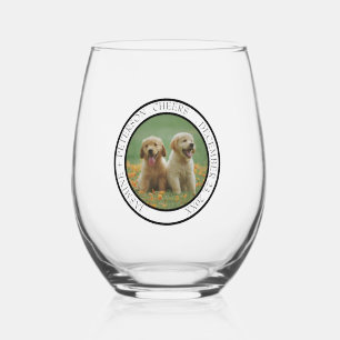 Custom Dog Wedding Favor Dog of Honor Photo cheers Stemless Wine Glass
