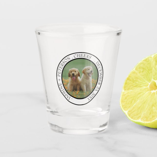 Custom Dog Wedding Favour Dog of Honour Photo chee Shot Glass (Front)