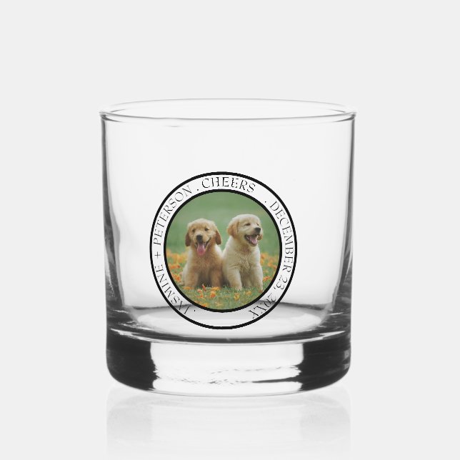 Custom Dog Wedding Favour Dog of Honour Photo chee Whiskey Glass (Front)