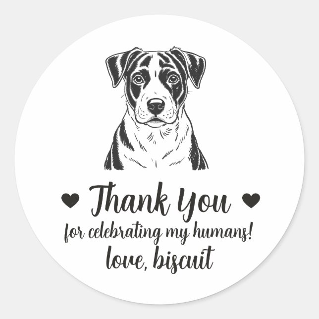Custom Dog Wedding Favour Stickers (Front)