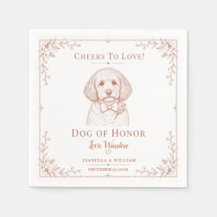 Custom Dog Wedding Floral Printable Sketch Border Napkin