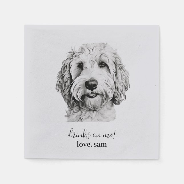 Custom Dog Wedding Napkin | Golden Doodle (Front)