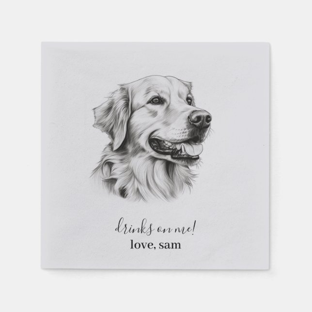 Custom Dog Wedding Napkin | Golden Retriever  (Front)