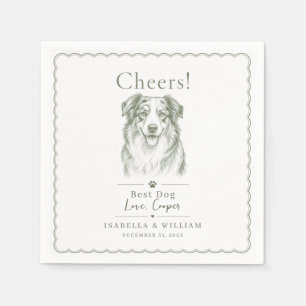 Custom Dog Wedding Signature Minimalist Pet Menu Napkin
