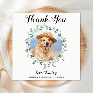 Custom Dog Wedding Thank You Modern Photo Napkin
