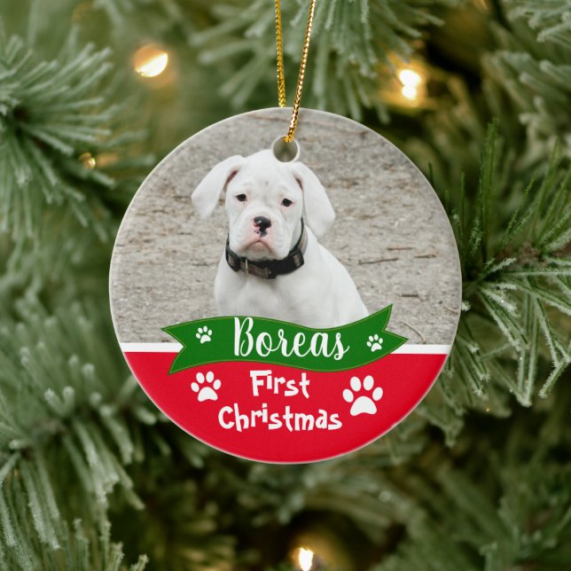 Custom Dogs First Christmas Ceramic Tree Decoration (Tree)