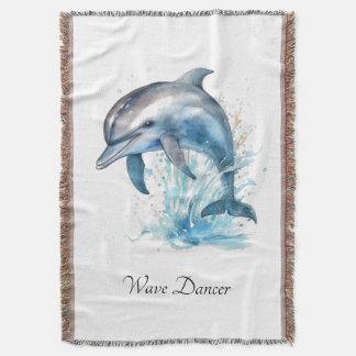 Custom Dolphin Coastal Welcome Gift Throw Blanket
