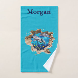 Custom Dolphin Design - Gift for Kids and Adults Bath Towel Set