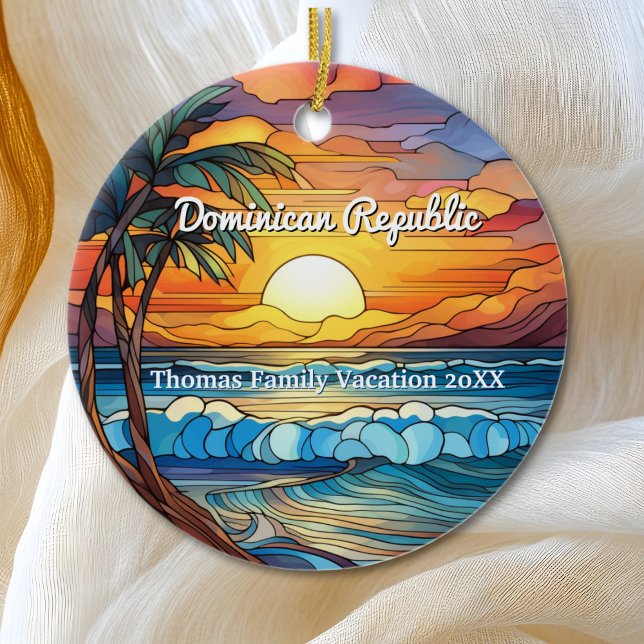 Custom Dominican Republic Faux Stained Glass Ceramic Tree Decoration (Creator Uploaded)