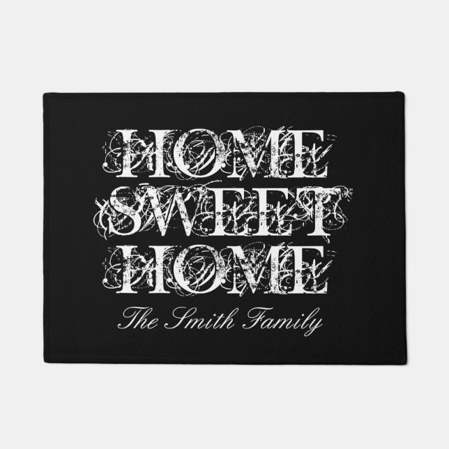 Custom doormat with family name Home Sweet Home (Front)