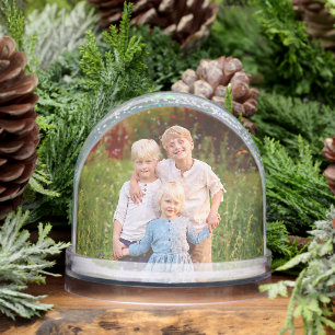Custom Double Sided 2 Photo of Kids Family Snowglobe