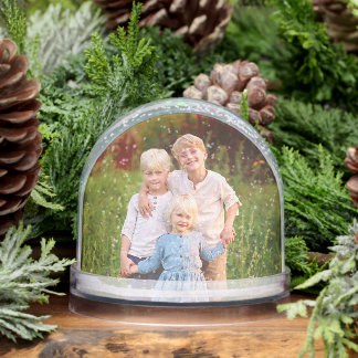 Custom Double Sided 2 Photo of Kids Family Snowglobe